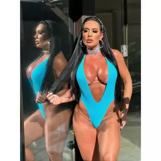 Maiô Decote Sexy Lycra Riscada Sem Forro SHMODAS