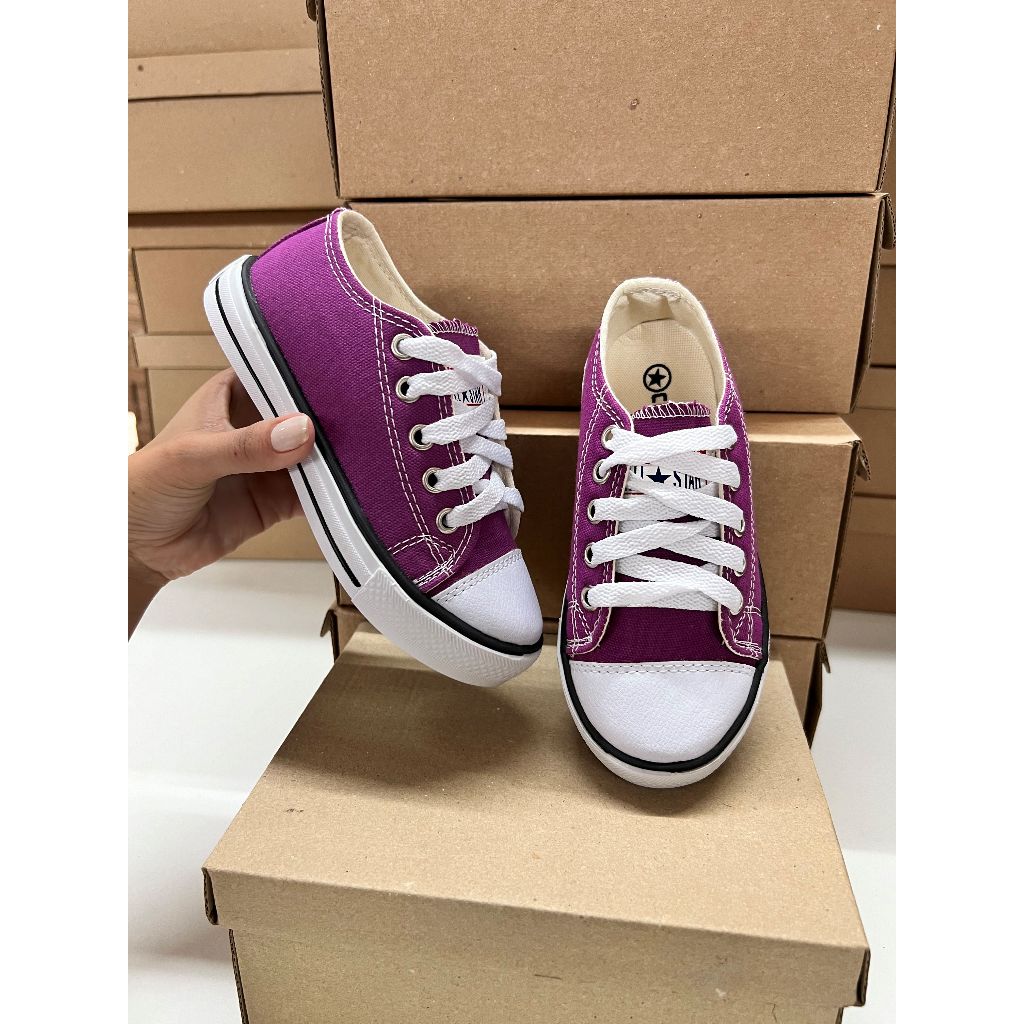 Tenis All Star Cano baixo infantil All Star Roxo Infantil Menina ...