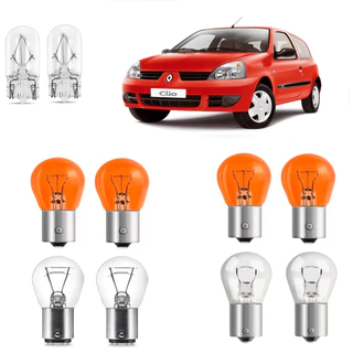Kit 10 Lâmpadas Lanterna Traseira Freio Ré Seta Placa Renault Clio