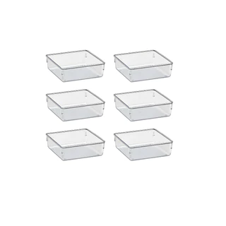6 Organizadores Multiuso Modular Acrilico para Gavetas, Armários, maquiagem ,Geladeiras, 16x16x5,5cm