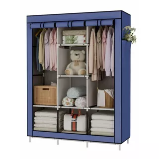 Guarda Roupa Dobrável Retratíl Azul Armário Organizador de Roupas