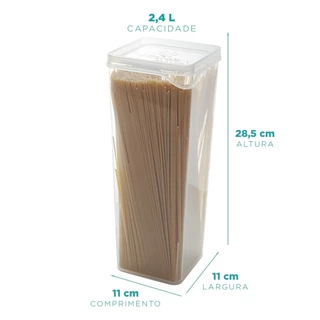 1 Pote Porta Macarrão Espaguete QUADRADO MODULAR GG 2,4 LITROS