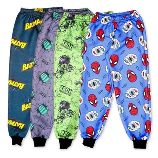 Kit 3 Calças Moletom Menino Estampas Heróis/Personagem - Não Desbota - Grossa Peluciada Inverno Masculino