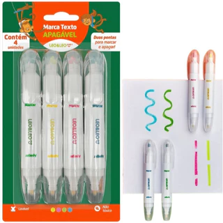 Marca Texto Apagável Premium C/ 2 Pontas Leo&Leo
