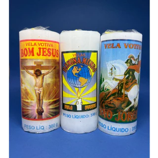 Kit com 12 Velas Votivas 300g 7 dias (Bom Jesus, Ilumina Mundo, São Jorge)