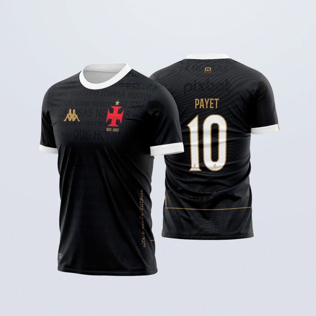 Camisa Camiseta de Time Vasco Preta Símbolo Vermelho 2024-25 | Nova Edição