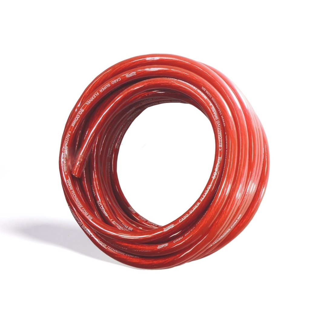 Cabo de bateria 50mm por metro Super Flexivel 100% Cobre Technoise Som Automotivo