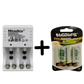 Kit COMBO carregador de PILHA AA/AAA recarregável bivolts + 4 pçs/cartela pilha aa recarga de 4700mah