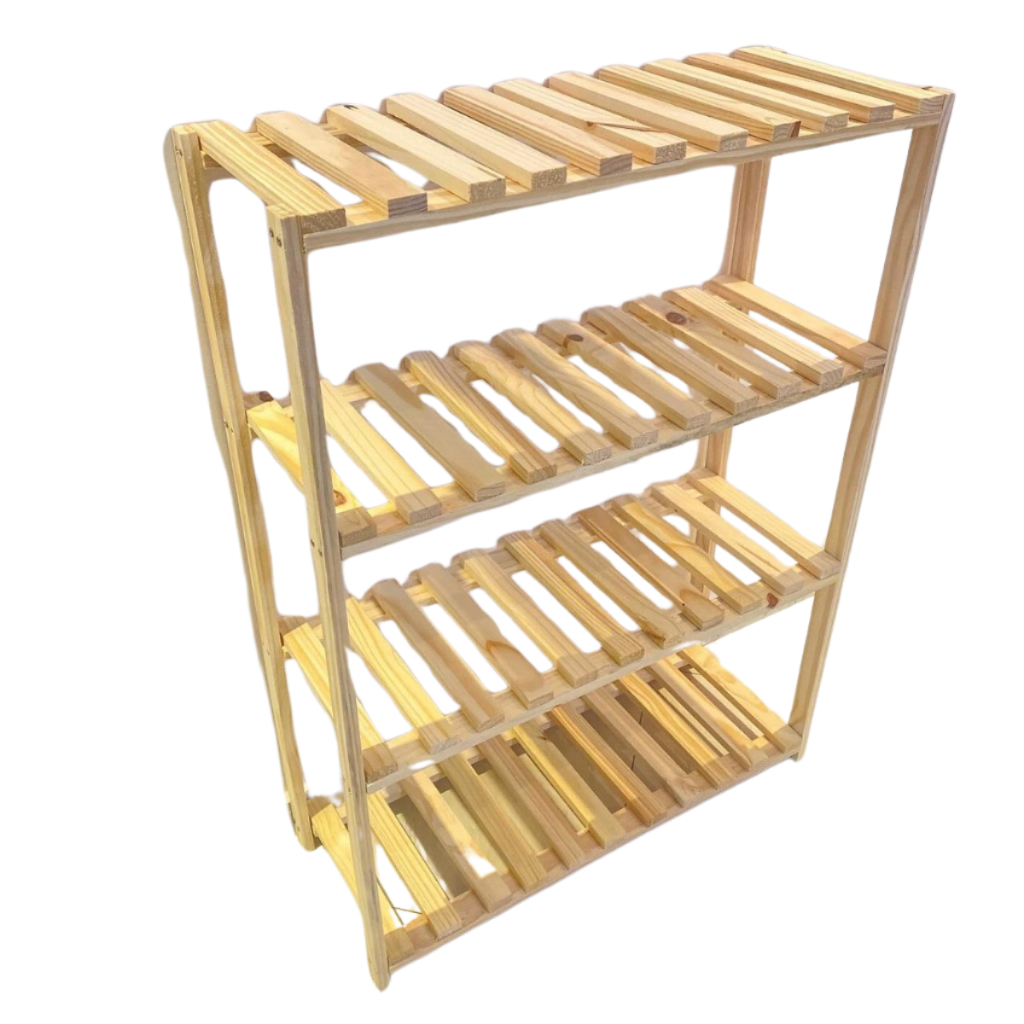 Estante Com 4 Prateleiras De Madeira Moderna Pinus 100x70