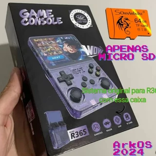 Cartão de Memória 64Gb ORIGINAL Micro Sd Para R36S com ArkOS 2024 + 15mil jogos (APENAS CARTÃO)