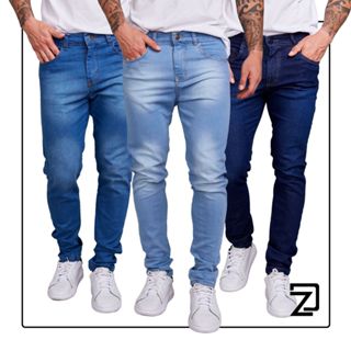 Kit 3 Calças Jeans Skinny Masculina Slim Skinny