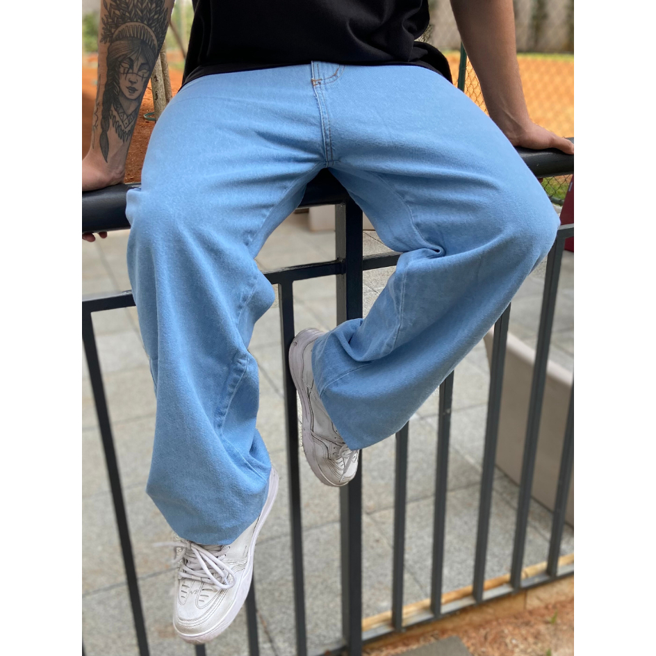 CALÇA JEANS RETA E BALÃO CLARA STREETWEAR | Shopee Brasil
