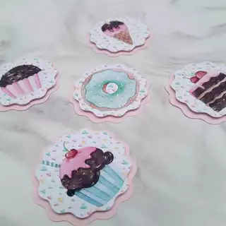 Aplique escalope 3D Confeitaria Aquarela