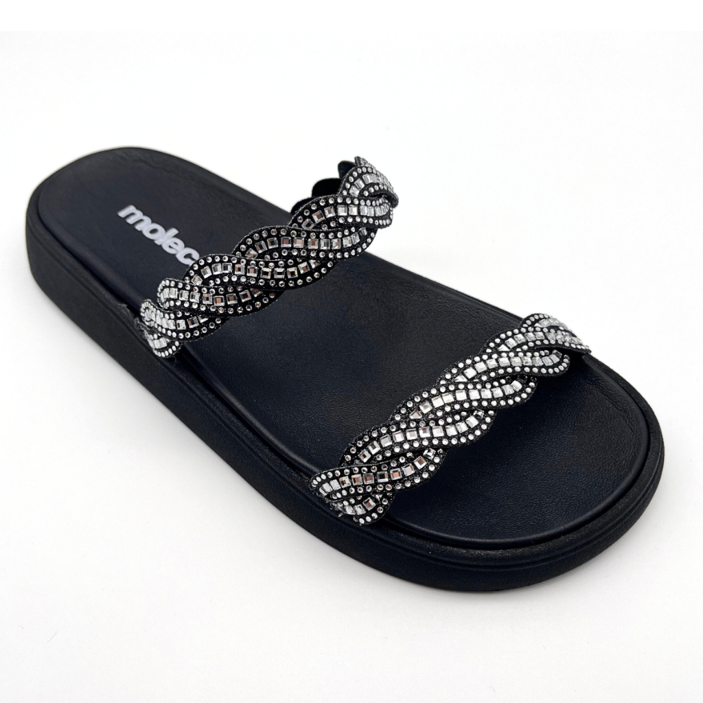 Sandalia Moleca Papete Slide Original Strass Flat Birken