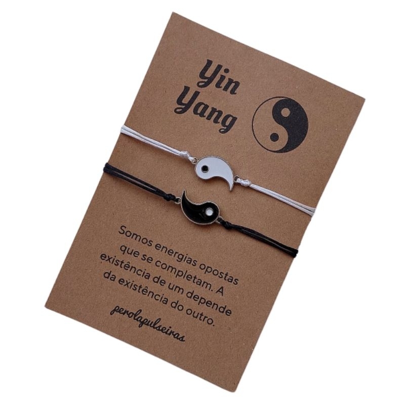 Kit Pulseiras Yin Yang Casal Amizade reguláveis