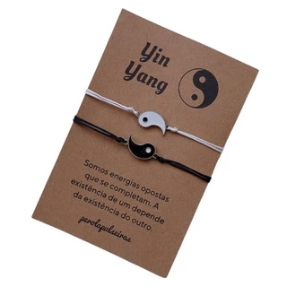 Kit Pulseiras Yin Yang Casal Amizade reguláveis