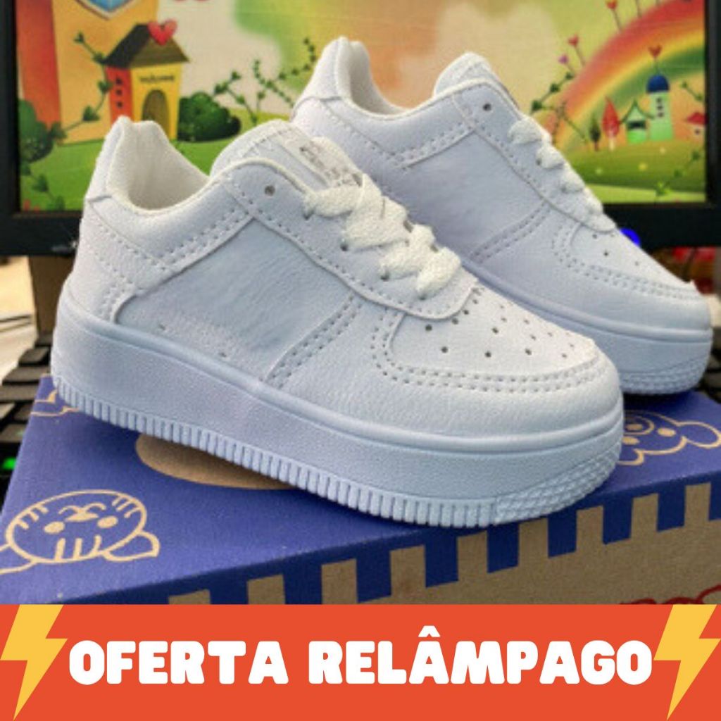 Tênis Casual Branco Infantil Menino e Menina Criança Baby Juvenil Unissex Do 18 ao 33 Tênis Casual