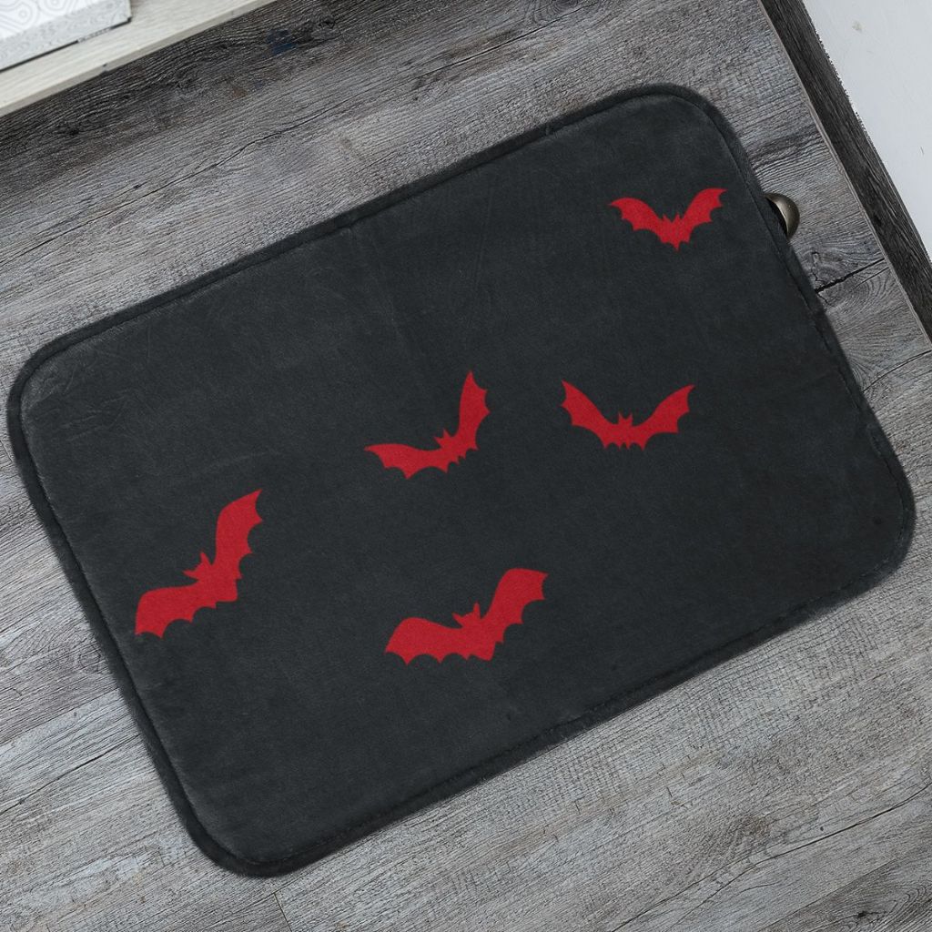 Tapetes de Porta Decorativo Morcegos para Entrada Antiderrapante 55x35