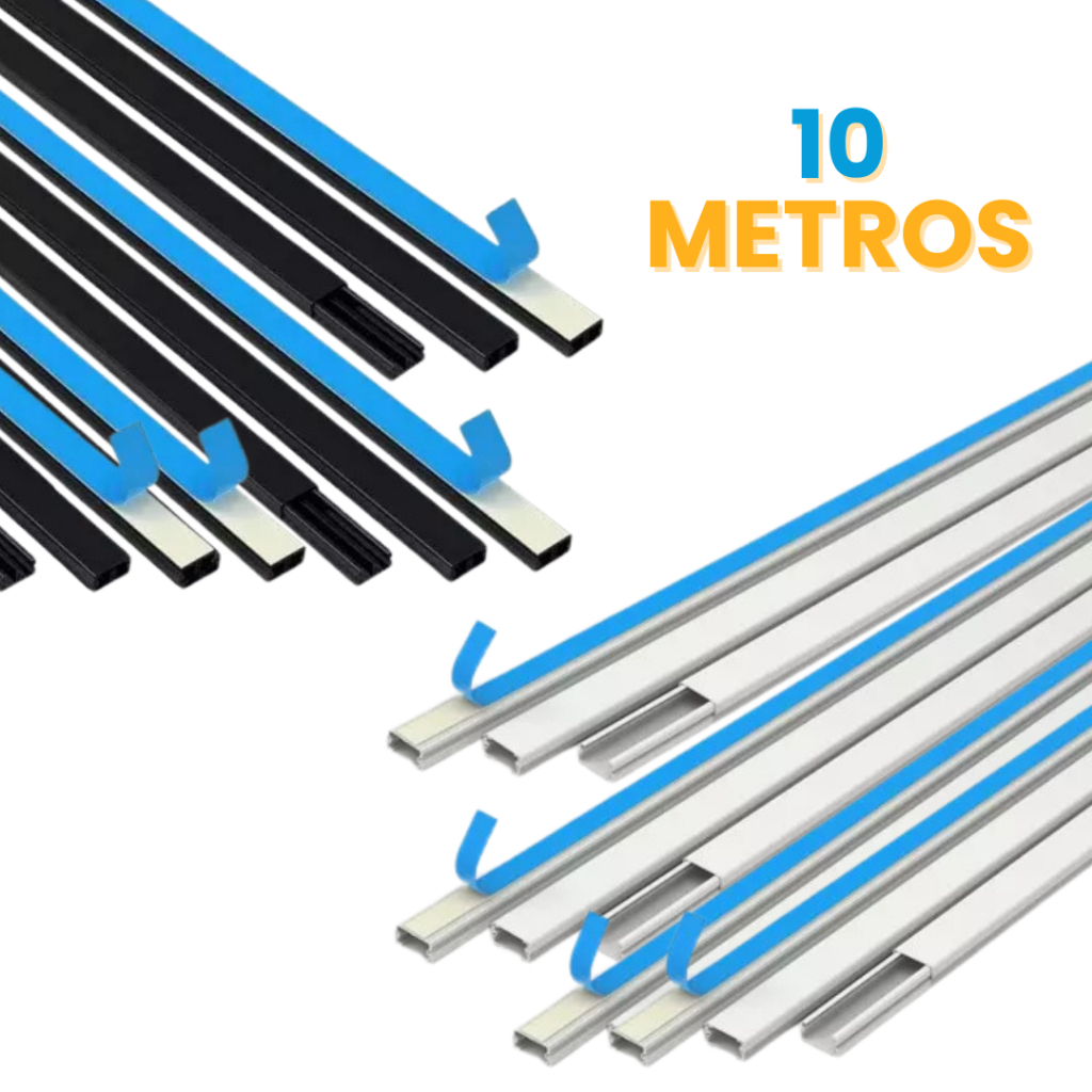 10 Metros Canaleta 20x10 PVC Organizador de Fios Preta Branca Sistema X ...