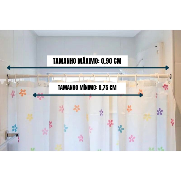Varão Extensivo Ajustável Para Cortina de Box Banheiro Tamanhos ...