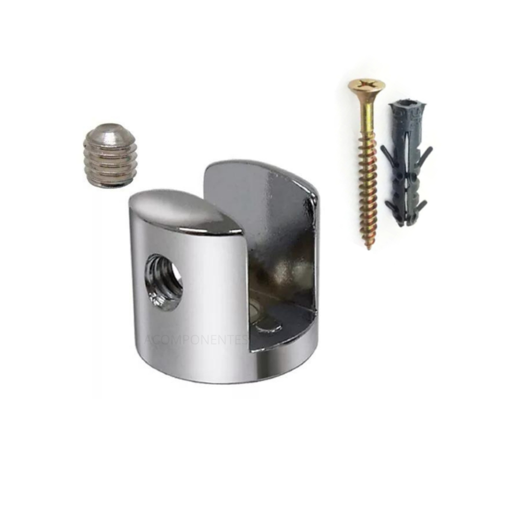 (kit 30 Uni) Suporte Fenda Zamac Cromado 4mm ou 6mm/8mm/10mm C/ Parafuso E Bucha