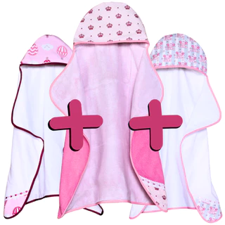 Toalha de Banho Bebê 3 Unidades com Forro 100% Algodão Capuz Menino e Menina em Oferta na Shopee