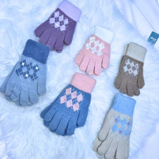Kit Com 2 Pares De Luvas Inverno Pelucia Menina/Menino Com Toque De Tela De 12 A 14 Anos