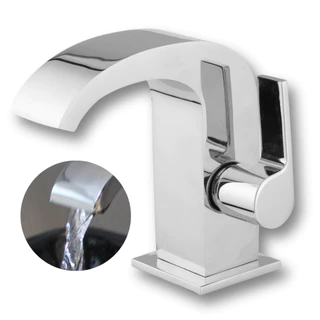 Torneira Banheiro Cascata Cromada Luxo Alavanca Bica Baixa