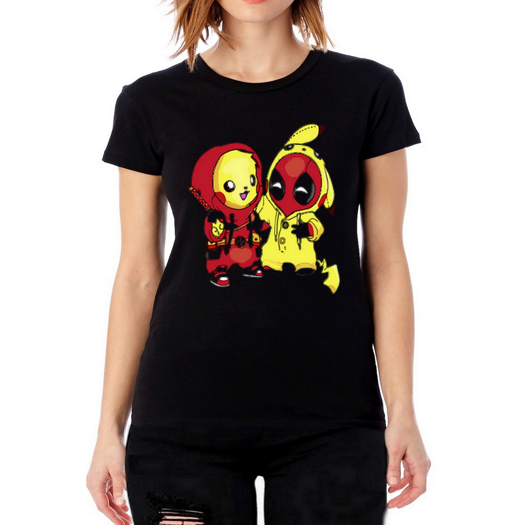 Camiseta Deadchu Pikachu Deadpool Babylook Acinturada Feminina