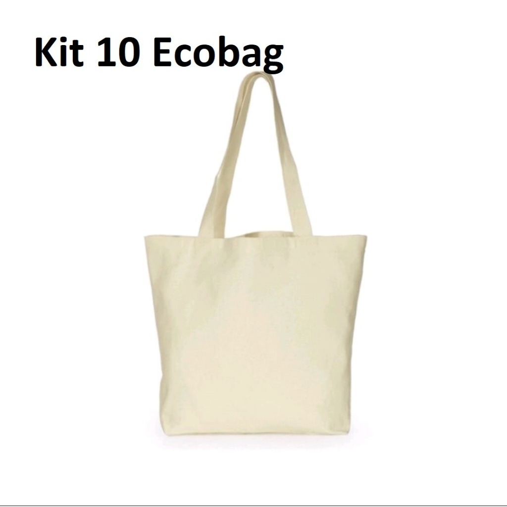 KIT 10 ecobag 32x38 cm GRANDE lisa em algodão cru Ecológica