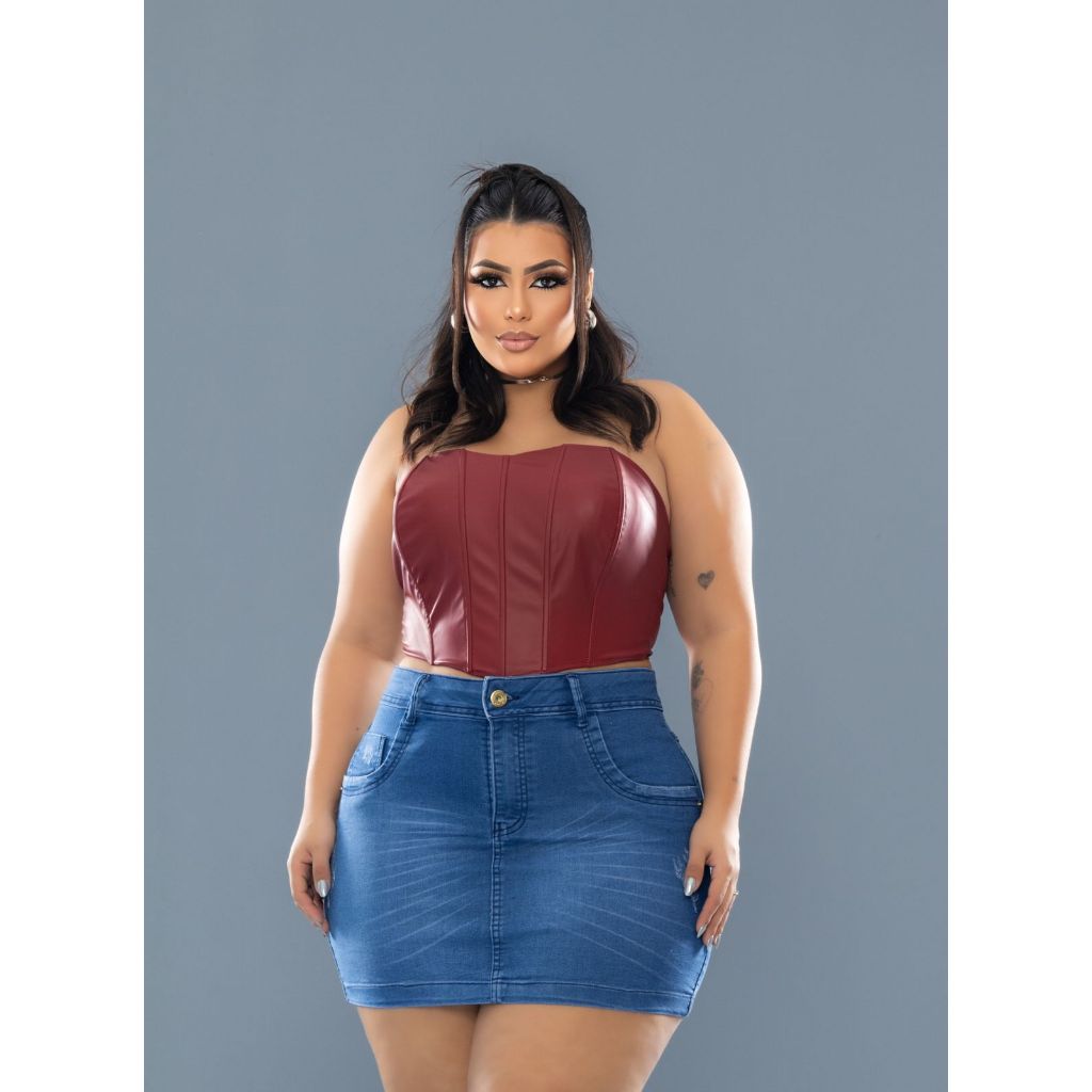 Cintura Alta Saia Jeans Curta Plus Size Saia Plus Size Curta Jeans