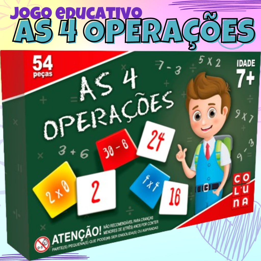 Jogo Educativo Didático Infantil As 4 Operações Matemática 7 anos 54 ...