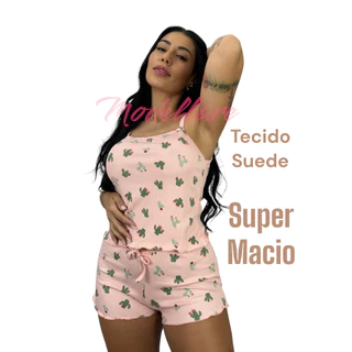 PROMOBLACK Kit 2 Baby Doll Pijama Canelado Suede Confortável