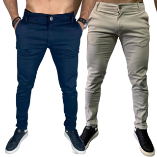 Kit 2 Calça De Sarja E Jeans Masculinas Diversas Cores E Tamanhos