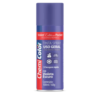 Kit C/ 3 Tintas Spray Violeta Escuro Uso Geral ChemiColor 100ml (R$6,99 cada)