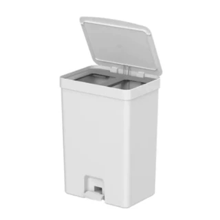 Lixeira de Pedal Trium 30L Duplo Compartimento Reciclagem Cozinha Branco Ou