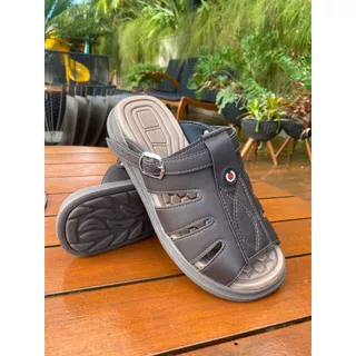 Sandália Chinelo Anti Stress Anatômico Ortopédico Confortavel Masculino Em Couro Sintético
