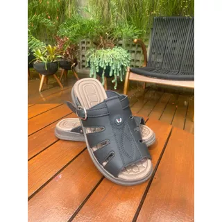 Sandália Masculina Chinelo Anti Stress Em Couro Sintético - Ref. 0102