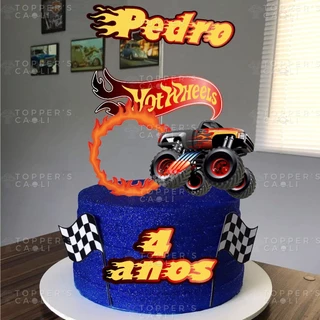 Topo de Bolo Hot Wheels Monster Truck (Topper) Decoração Festa
