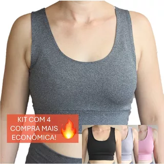 KIT 4 Top academia suplex com forro - top regata cós largo alta sustentação Ref.812 croped esporte