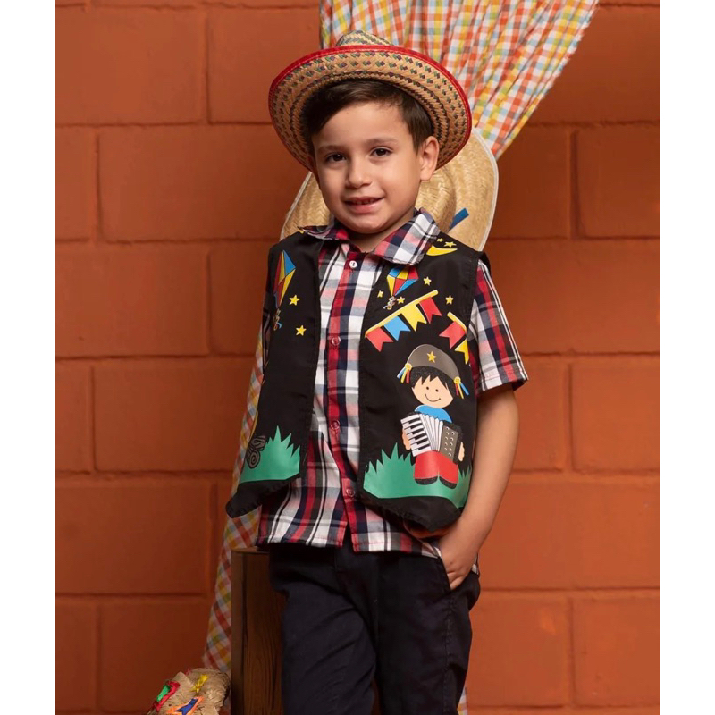 Colete infantil menino festa junina roupa São João fantasia | Shopee Brasil