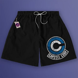 Short Streetwear Capsule Corp Dragon Ball Z Moda Masculina Casual Calção
