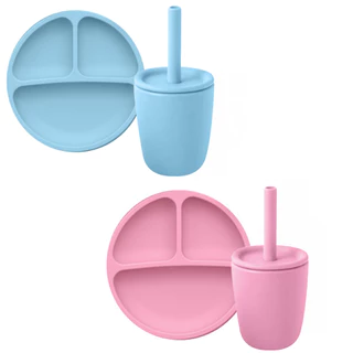 KIT PRATO SILICONE E COPO SILICONE COM CANUDO/KIT OU UNIDADE