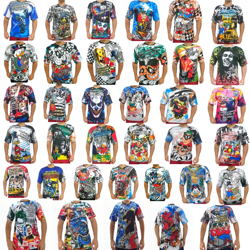 Mega Atacadão 50 Camisetas Mandrake de quebrada favela irmao metralhas tio patinhas arlequina moto grau coringa cyclonado frases motivacionais