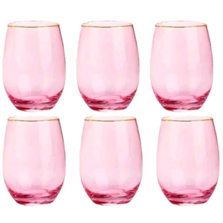 Jogo 6 Copos ball Vidro Rose Agua Vinho Drinks