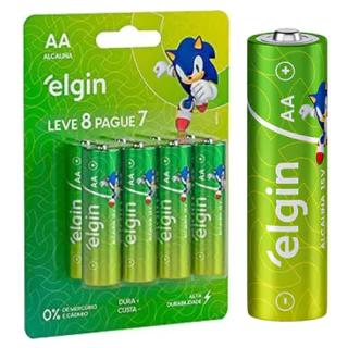 Pilha Alcalina Elgin Pague 7 Leve 8 AA ou AAA