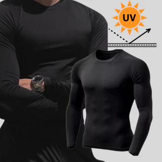 Camisa Térmica Masculina Proteção Uv 50+ Segunda Pele Camiseta Blusa Malha Fria Academia Manga Longa