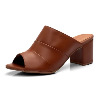 Sandália Feminina Tamanco Colors Salto 6cm Grosso Botinha