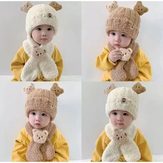 Kit Touca + Cachecol Gorro Infantil Bebe Plush MODELOS VARIADO (6mes-6anos)