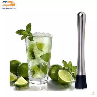 Socador de Caipirinha Aço Inox 21cm Macerar Frutas Para Barman Gelo Batida Coquetel Drink